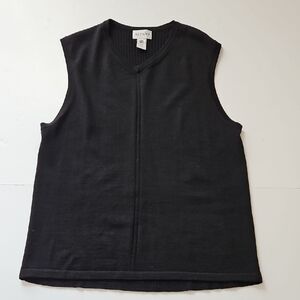 Alfani Mens M Merino Wool Sleeveless Sweater Vest Black Dark Academia Preppy